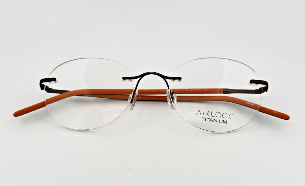 Airlock Eyeglasses Frame Endless 205 210 Rimless Round Frame Demo Lens 49-18-140